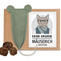 Kater Kasimir XL Spielmaus, handgenäht aus echtem Wollfilz mit Matatabi-Früchten von Kater Kasimir