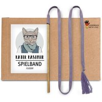 Kater Kasimir Spielangel für Katzen, mit flieder-farbenem Baumwollband und Buchenholzstab von Kater Kasimir