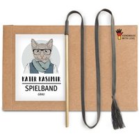 Kater Kasimir Spielangel für Katzen, mit grauem Baumwollband und Buchenholzstab von Kater Kasimir