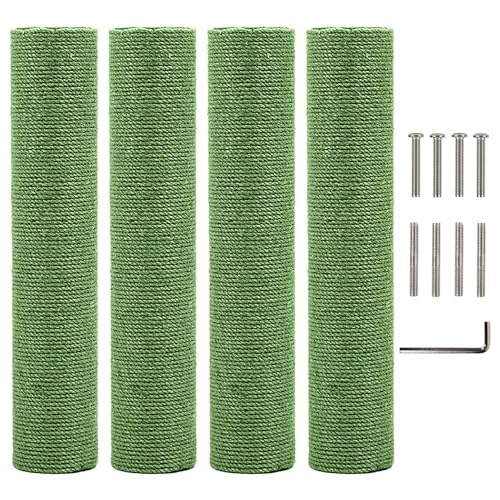 Kathson 4PCS Katze Kratzbaum Ersatz 15“ natürliche Jute Ersatz Erweiterung Kratzbaum für Katzen Baum DIY Handwerk Refill Pole Teile Hanf Seil Kratzer Klettern Sitzstange für Innen Kätzchen Grün von Kathson