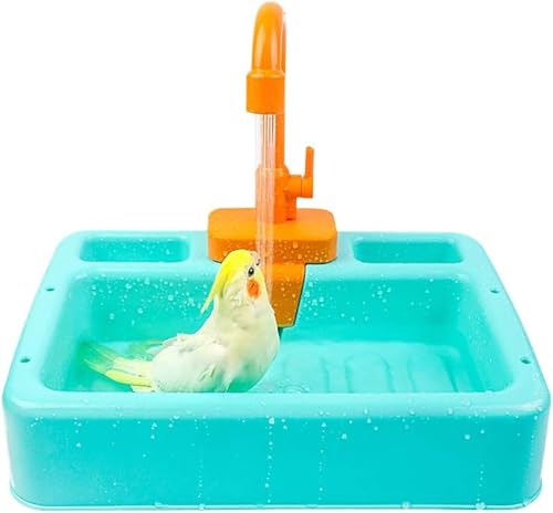 Kathson Automatische Vogel Badewanne Haustier Vogel Multifunktionale Duschbox Für Sittiche Vogelbad Spielzeug Käfig Zubehör Für kleine und mittelgroße Vögel （Grüner von Kathson