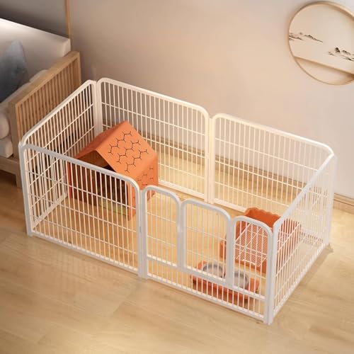 Kathson Hundelaufstall, 6 Panels Indoor Doggy Fence Exercise Pen Portable Puppy Kennel Heavy Duty Metal Enclosure Outdoor Corral Crate Cage für kleine mittlere Hunde Kaninchen Katzen von Kathson