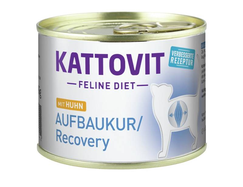 KATTOVIT Feline Diet Aufbaukur Huhn 185g Dose Katzennassfutter Diätnahrung Sparpaket 24 x 185 Gramm mit Huhn