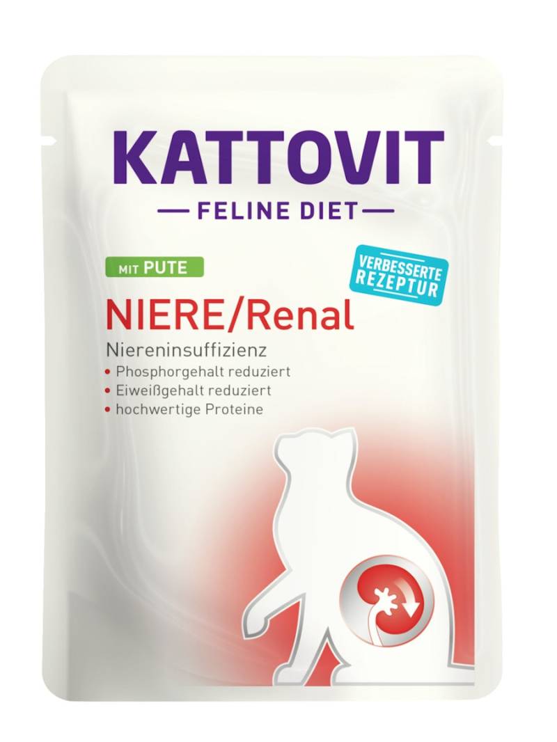 KATTOVIT Feline Diet Niere/Renal 85g Beutel Katzennassfutter Diätnahrung Sparpaket Pute 48x85g