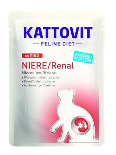 KATTOVIT NIERE/Renal Rind | Diät-Katzenfutter| |Nassfutter für Katzen zur Unterstützung der Nierenfunktion | 1x85 g von Kattovit