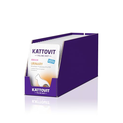 KATTOVIT Urinary Lachs | Diät-Katzenfutter| 24x85g | Nassfutter für Katzen zur Vorbeugung von Struvitsteinen | von Kattovit