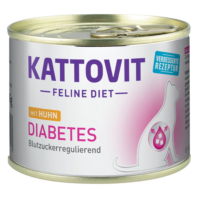 Kattovit Diabetes / Gewicht 185 g - Sparpaket: Huhn (12 x 185 g) von Kattovit