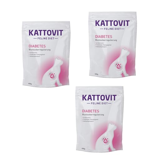 Kattovit Diabetes Gewicht | 3er Pack | 3 x 400 g | Trockenfutter für Katzen | Zur Unterstützung der Verringerung von Übergewicht von Kattovit