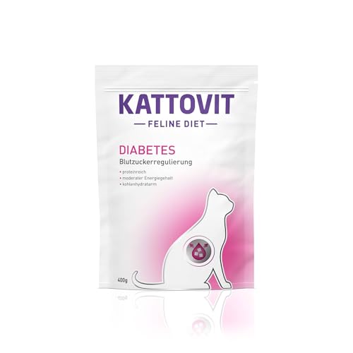 Kattovit - Diabetes Trockenfutter für Katzen | Diät Katzen-Trockenfutter speziell für Katzen mit Diabetes oder Übergewicht. Blutzuckerregulierendes Katzendiätfutter | 6 x 400 g von Kattovit