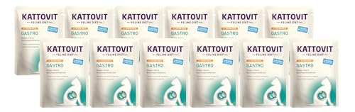 Kattovit Feline Diet Gastro 12 x 85g Huhn & Reis | Für Katzen mit Gastro-intestinalen Problemen | fettarm und leicht verdaulich | Nassfutter von Kattovit