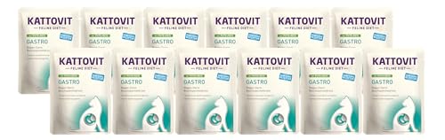 Kattovit Feline Diet Gastro 12 x 85g Pute & Reis | Für Katzen mit Gastro-intestinalen Problemen | fettarm und leicht verdaulich | Nassfutter von Kattovit