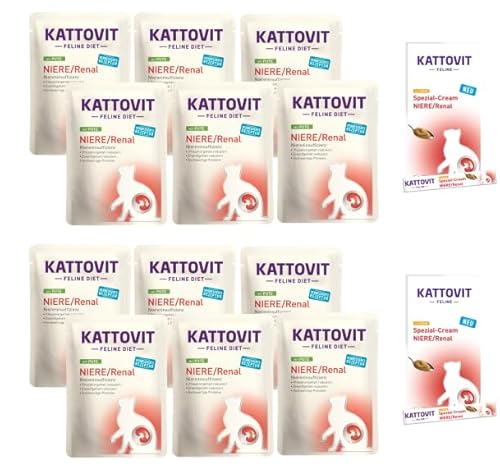 Kattovit Feline Diet Niere/Renal Bundle 12plus2 Pute | Nassfutter und Cream für Katzen | Zur Unterstützung der Nierenfunktion | alle Sorten von Kattovit