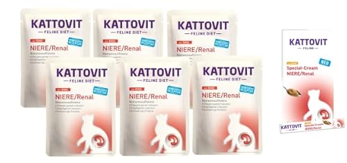 Kattovit Feline Diet Niere/Renal Bundle | Nassfutter und Cream für Katzen | Zur Unterstützung der Nierenfunktion | alle Sorten (6plus1, Rind) von Kattovit