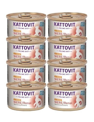 Kattovit Feline Diet Niere/Renal | Lamm & Huhn 8X 85g - einzeln oder im Bundle | für Katzen - zur Unterstützung der Nierenfunktion bei chronischer Niereninsuffizienz (85g, Huhn) von Kattovit