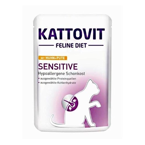 Kattovit Feline Diet Sensitive Huhn und Pute 6x85 g von Kattovit