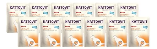 Kattovit Feline Diet Urinary Kalb | 12 x 85g Nassfutter | zur Vorbeugung von Struvitsteinen/FLUTD (Harnwegserkrankungen) | zarte Stückchen in Sauce | C-Rezeptur von Kattovit