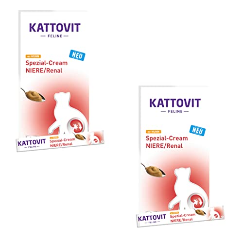 Kattovit Feline Niere/Renal Spezial-Cream - Ergänzungsfuttermittel für Katzen mit Huhn - Doppelpack - 2 x 6 x 15 g von Kattovit