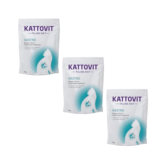 Kattovit Gastro | 3er Pack | 3 x 400 g | Diät-Alleinfuttermittel für ausgewachsene Katzen | Kann zum Ausgleich unzureichender Verdauung beitragen | Fettarm und leicht verdaulich von Kattovit