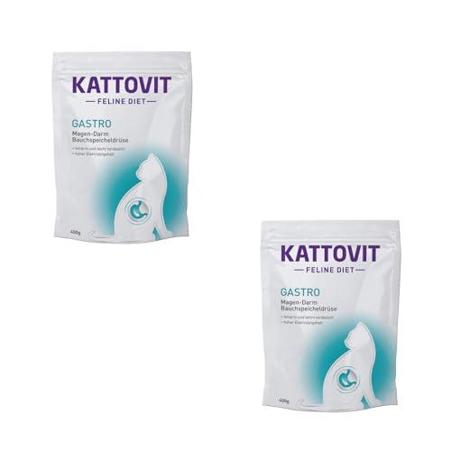 Kattovit Gastro | Doppelpack | 2 x 400 g | Diät-Alleinfuttermittel für ausgewachsene Katzen | Kann zum Ausgleich unzureichender Verdauung beitragen | Fettarm und leicht verdaulich von Kattovit