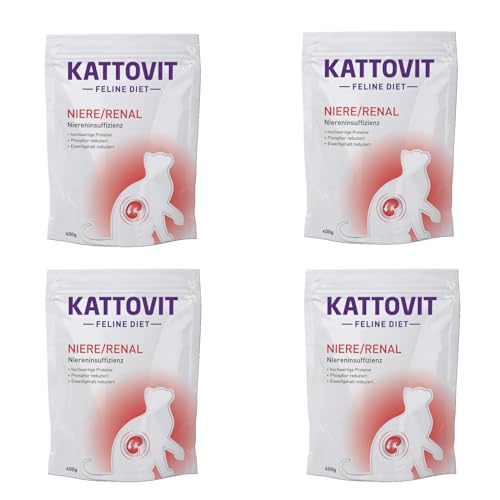 Kattovit Niere/Renal | 4er Pack | 4 x 400 g | Diät-Alleinfuttermittel für Katzen | Kann zur UnterstüTzung der Nierenfunktion bei chronischer Niereninsuffizienz beitragen von Kattovit