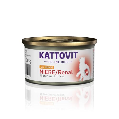 Kattovit - Niere/Renal Nassfutter für Katzen | Katzen-Nassfutter zur Unterstützung der Nierenfunktion für ausgewachsene Katzen. Diätfutter als Alleinfuttermittel in der Dose | 12 x 85 g Huhn von Kattovit