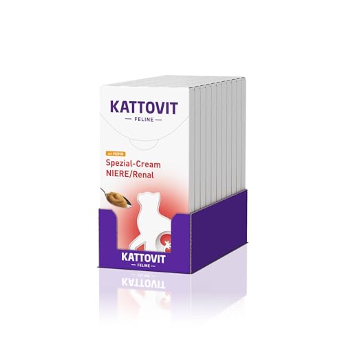 Kattovit - Niere/Renal Spezial-Cream für Katzen | Katzen-Diätsnack zur Unterstützung der Nierenfunktion für ausgewachsene Katzen. Snack für Katzen mit praktischer Portionierung | 11x6x15 g Huhn von Kattovit