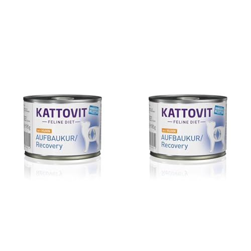 Kattovit - Recovery Nassfutter für Katzen | Diätfutter in der Dose für Katzen mit Untergewicht, Rekonvaleszenz | Glutenfreies Katzen-Nassfutter für ausgewachsene Katzen | 12 x 185 g Huhn von Kattovit