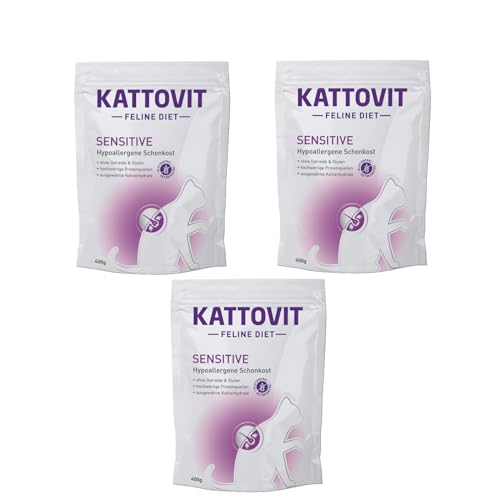 Kattovit Sensitive | 3er Pack | 3 x 400 g | Diät-Alleinfuttermittel für Katzen | Kann zur Minderung von Ausgangserzeugnis- und Nährstoffintoleranzerscheinungen beitragen von Kattovit