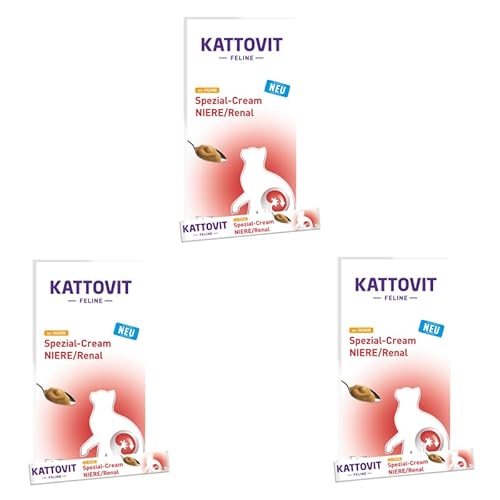 Kattovit Spezial-Creme Niere/Renal mit Huhn | 3er Pack | 3 x 6 x 15 g | Ergänzungsfuttermittel für ausgewachsene Katzen | Ganz ohne Zucker und Farb- und Konservierungsstoffe von Kattovit