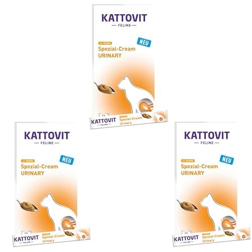 Kattovit Spezial-Creme Urinary mit Huhn | 3er Pack | 3 x 6 x 15 g | Ergänzungsfuttermittel für ausgewachsene Katzen | Ganz ohne Zucker und Farb- und Konservierungsstoffe von Kattovit