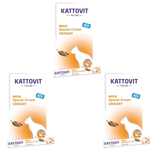 Kattovit Spezial-Creme Urinary mit Huhn | 3er Pack | 3 x 6 x 15 g | Ergänzungsfuttermittel für ausgewachsene Katzen | Ganz ohne Zucker und Farb- und Konservierungsstoffe von Kattovit