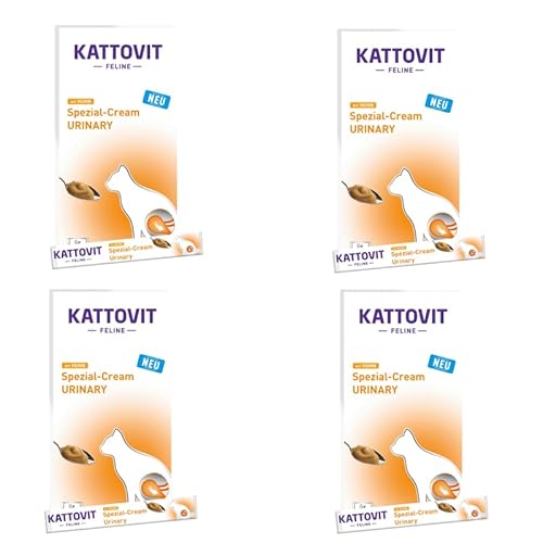 Kattovit Spezial-Creme Urinary mit Huhn | 4er Pack | 4 x 6 x 15 g | Ergänzungsfuttermittel für ausgewachsene Katzen | Ganz ohne Zucker und Farb- und Konservierungsstoffe von Kattovit