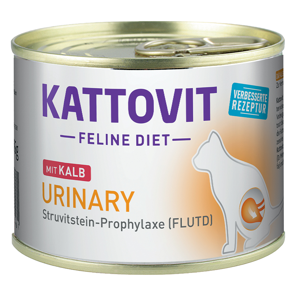 Kattovit Urinary Dose 185 g Katzenfutter - Sparpaket: Kalb (24 x 185 g) von Kattovit