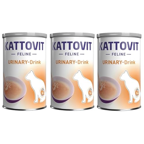 Kattovit Urinary Drink mit Huhn | 3er Pack | 3 x 135 ml | Ergänzungsfuttermittel für Katzen mit Struvitsteinrezidiven | Kann zur höheren Flüssigkeitsaufnahme beitragen von Kattovit