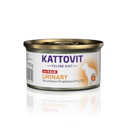 Kattovit - Urinary Nassfutter für Katzen | Katzen-Nassfutter als Alleinfuttermittel in der Dose. Diätfutter für ausgewachsene Katzen mit Harnwegserkrankungen | 12 x 85 g Kalb von Kattovit