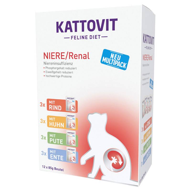 Kattovit Niere/Renal Pouches 24 x 85 g - Mixpaket (4 Sorten) von Kattovit