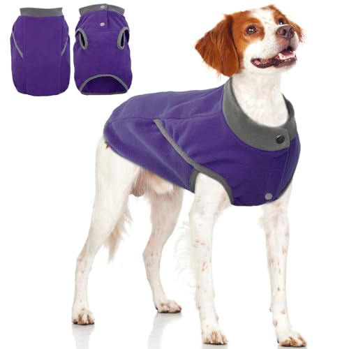 KATZINST Hunde Fleecejacke, Hundepullover Fleece, hundemantel Fleece, Wendefarbe Hundefleecepulli mit Reissverschluss, Warm Hundepulli für Grosse Hunde Labrador Französische Bulldogge, Lila XL von Katzinst