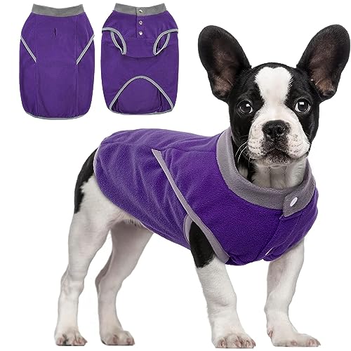 KATZINST Hunde Fleecejacke, Hundepullover Fleece, hundemantel Fleece, Wendefarbe Hundefleecepulli mit Reissverschluss, Warm Hundepulli für Mittelgroße Hunde Labrador Bulldogge, Lila L von Katzinst