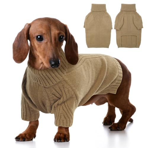 KATZINST Hundepullover, Hund Weihnachten Pullover, Warm Rollkragen Strick Hunde Pullover, hundebekleidung Welpenpullover Hundepulli für Kleine Hunde und Katzen Husky Chayok Chihuahua, FAW L von Katzinst