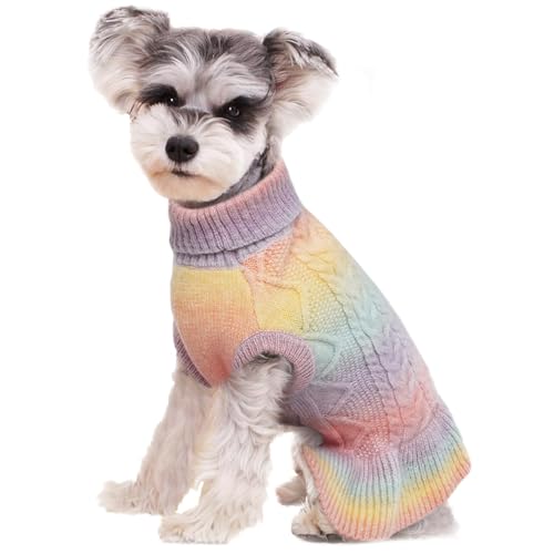 KATZINST Hundepullover, Schöne Hundepullover Weihnachten, Warm Rollkragen hundepulli, Hund Pullover und Katzenpullover, Hundepulli für Grosse Hunde und Katzen Labrador Bulldogge, Regenbogen XL von Katzinst