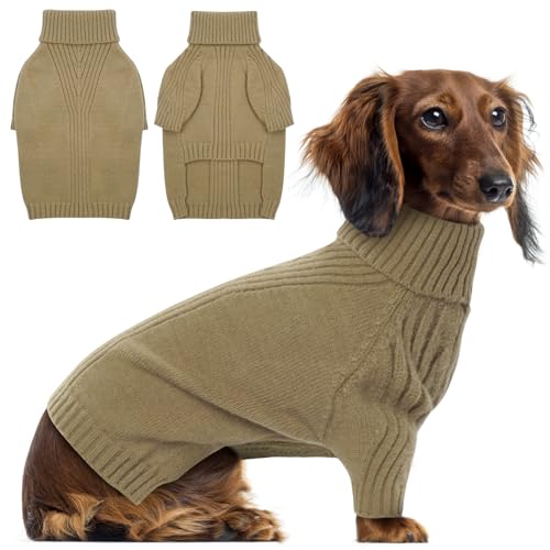 KATZINST Hundepullover Mittelgroße Hunde, Hund Weihnachten Pullover, Warm Rollkragen Strick Hunde Pullover, Hundebekleidung Haustierpulli Hundepullover Französische Bulldogge Husky, Grün XL von Katzinst