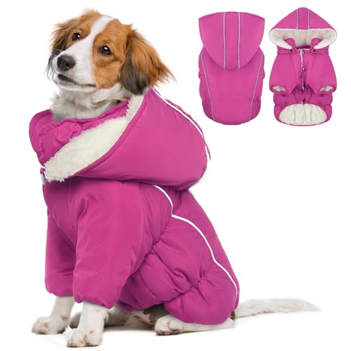 Katzinst Haustierkleidung, Winter Hundemantel mit Beinen Warm Hunde Wintermantel Hundejacke, Anti-Schneeanzug Hundebekleidung Hundepullover Grosse Hunde Labrador Schäferhund Dobermann, Rosa XL von Katzinst