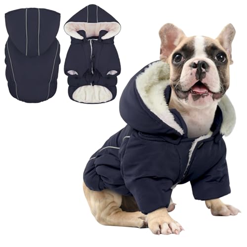 Katzinst Haustierkleidung, Winter Hundemantel mit Beinen Warm Hunde Wintermantel Hundejacke, Anti-Schneeanzug Hundemantel für Kleine Hunde, Chihuahua Französische Bulldogge Mops，, Blau XS von Katzinst