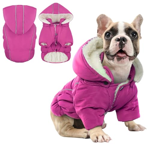 Katzinst Haustierkleidung, Winter Hundemantel mit Beinen Warm Hunde Wintermantel Hundejacke, Anti-Schneeanzug Hundemantel für Kleine Hunde, Chihuahua Französische Bulldogge Mops，, Rosa S von Katzinst