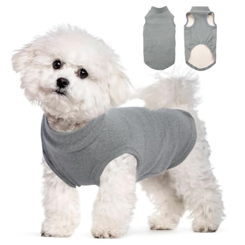 Katzinst Hundepullover Fleece Weste Dehnbares und Warmes Sweatshirt Hunde T-Shirt Hundeweste für Kleine Hunde Hundepullover Kleine Hunde für Bichons Schnauzer Zwergspitz Grau M von Katzinst