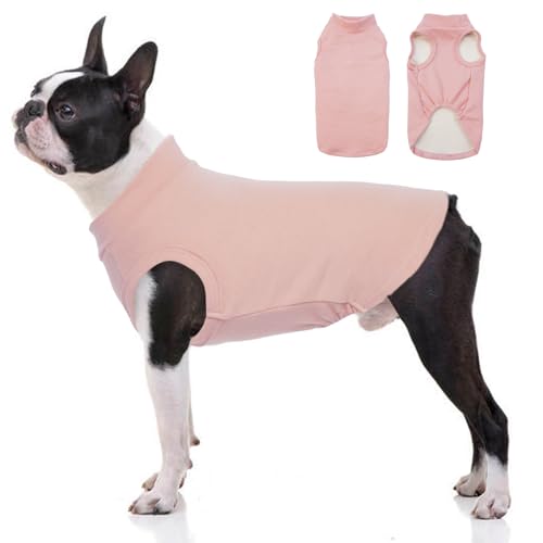 Katzinst Hundepullover Fleece Weste Dehnbares und Warmes Sweatshirt Hunde T-Shirt Hundeweste für Kleine Hunde Pullover Hund für Französische Bulldoggen Bichons Rosa L von Katzinst