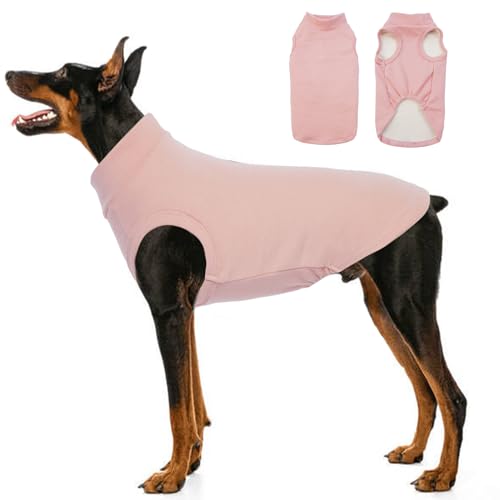 Katzinst Hundepullover Fleece Weste Dehnbares und Warmes Sweatshirt Hunde T-Shirt Hundepulli für Mittelgroße Hunde Pullover Hund für Französische Bulldoggen Border-Collie Pitbulls Rosa 2XL von Katzinst