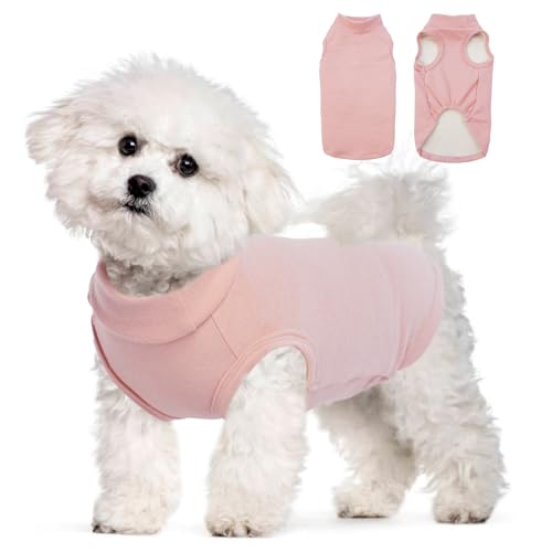 Katzinst Hundepullover Fleece Weste Dehnbares und Warmes Sweatshirt Hunde T-Shirt Hundeweste für Kleine Hunde Hundepullover Kleine Hunde für Bichons Schnauzer Zwergspitz Rosa M von Katzinst