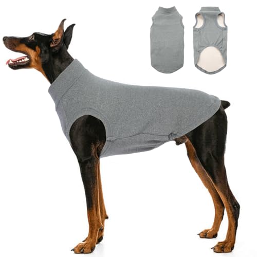 Katzinst Hundepullover Fleece Weste Dehnbares und Warmes Sweatshirt Hunde T-Shirt Hundepulli für Mittelgroße Hunde Pullover Hund für Französische Bulldoggen Border-Collie Pitbulls Grau 2XL von Katzinst