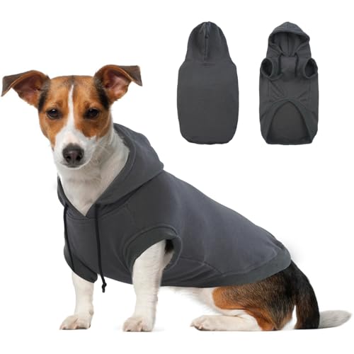 Katzinst Hunde Hoodies Sweatshirt, Hundepullover für Mittelgroße und Große Hunde, Kapuzenpullis für Hunde, Komfortabel Leichte Hundekleidung für Schnauzer,Pug,Grau,M von Katzinst